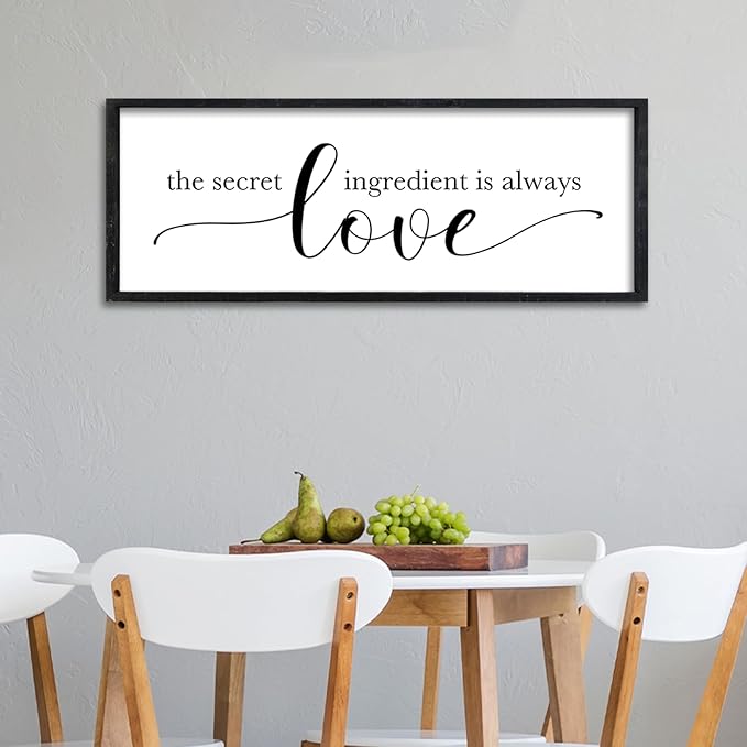 Surfapans Meals and Memories Are Made Here Sign Wall Art Decor 32"x12" for Kitchen Dining Room Large Wooden Framed Wall Hanging (Black)