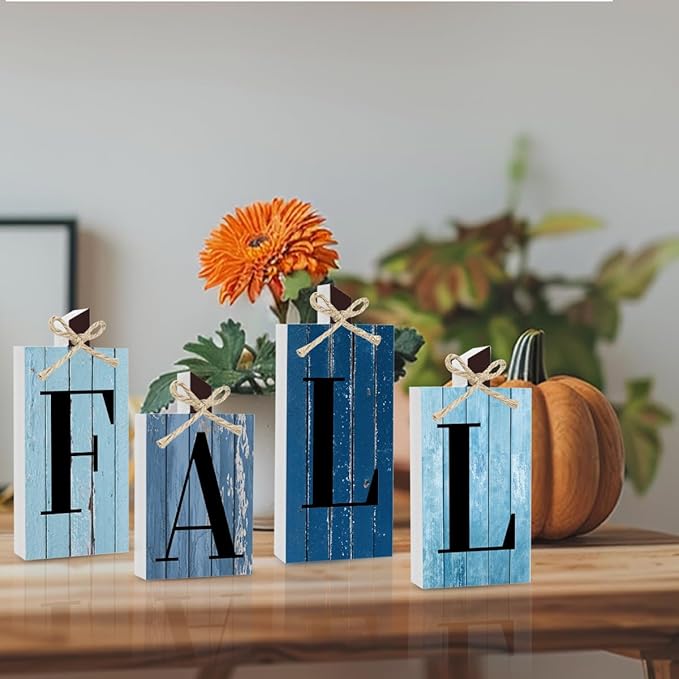 Blue Fall Decor Blue Thanksgiving Decorations Fall Decorations for Home Farmhouse Autumn Kitchen Harvest Party Decor for Table Centerpiece