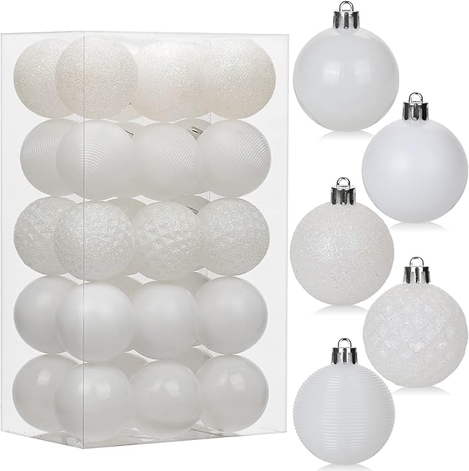 30PCS 2" Christmas Ball Ornaments Shatterproof Pearl White Christmas Tree Decorations Xmas Tree Balls Halloween Ornaments Décor