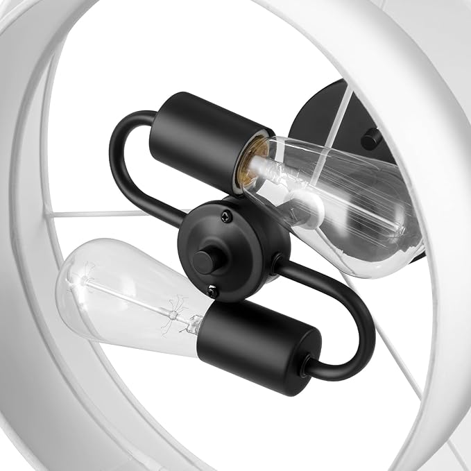 GLOBE Electric 66000138 2-Light Semi-Flush Mount Ceiling Light, Matte Black, 2-Tier, White Linen Shade, Home Improvement, Dining Room, Kitchen