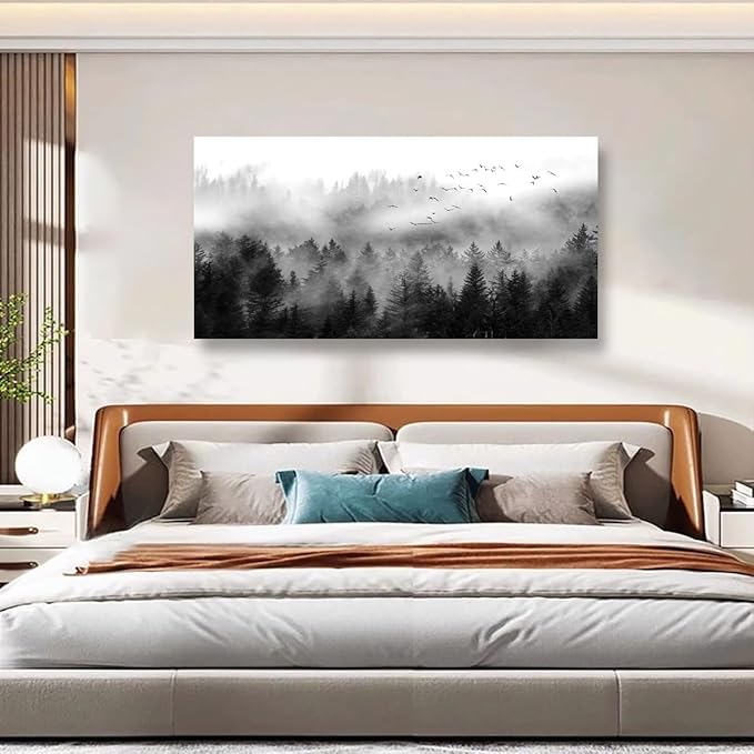Canvas Wall Art for Living Room Black Bedroom Office Large Landscape Cloud Fog Forest Wall Art Kitchen Nature Pictures Modern Wall Decor Mural Paintings Artwork 20 * 40inch