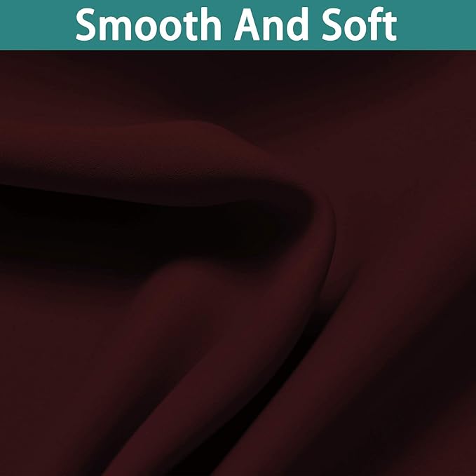 Yakamok 100% Blackout Curtains for Bedroom, Thermal Insulated 2-Layer Lined Blackout Drapes, Full Blackout Curtain Panels for Living Room(Burgundy Red, 2 Panels, 52W x 45L Inch)