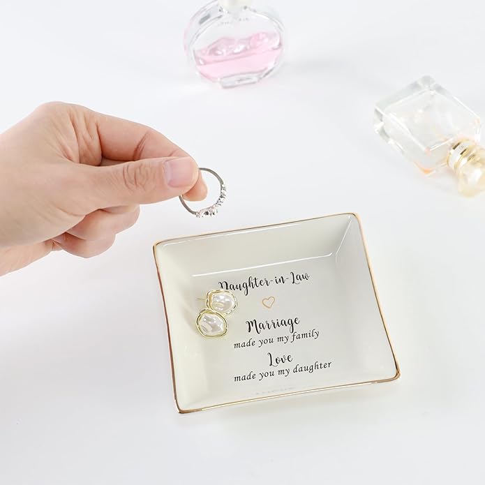 HOME SMILE Ceramic Ring Dish Jewelry Tray for Mom Sister Friends