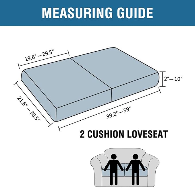 H.VERSAILTEX Super Stretch Individual Seat Cushion Covers Sofa Covers Couch Cushion Covers Slipcover Sets Thick Jacquard Textured Twill Fabric (2 Piece Medium Sofa Cushion Covers, Black)