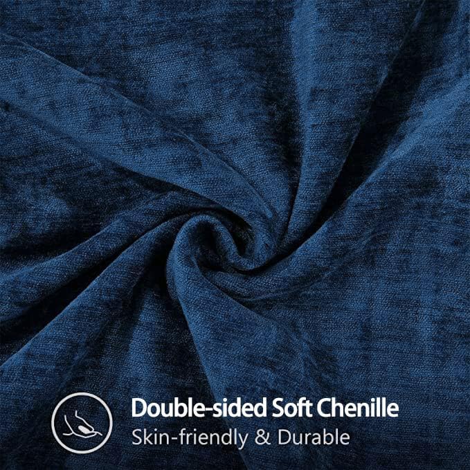 decorUhome Chenille Soft Throw Pillow Covers 18x18 Set of 2, Farmhouse Velvet Neutral Decorative Euro Pillow Covers with Stitched Edge for Couch Sofa Bed Home Decor, Poseidon