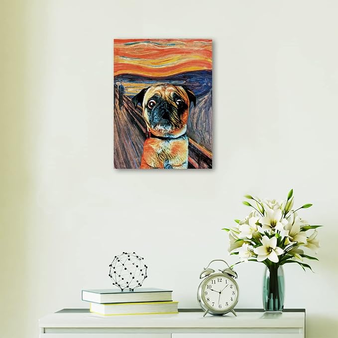Nogrit Pug Dog Wall Art, Pug Gifts for Pug Lovers Women, Pug Decor, Pug Dog Posters, Pug Mom Gifts, Watercolor Pug Canvas Wall Art 11x14