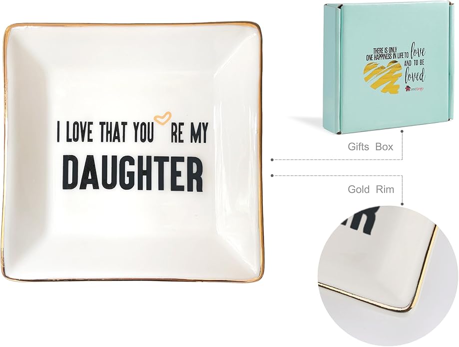 HOME SMILE Ceramic Ring Dish Jewelry Tray for Mom Sister Friends