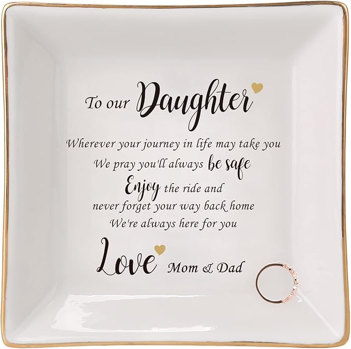 HOME SMILE Ceramic Ring Dish Jewelry Tray for Mom Sister Friends