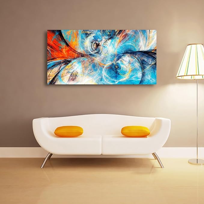 Blue Abstract Smart Line Pictures Canvas Wall Art for Living room Bedroom Wall Decor, Smart Line Wall Art Print Paitnings for home Decor,Morden Artwork Line Drawing Full of Imagination Canvas Art