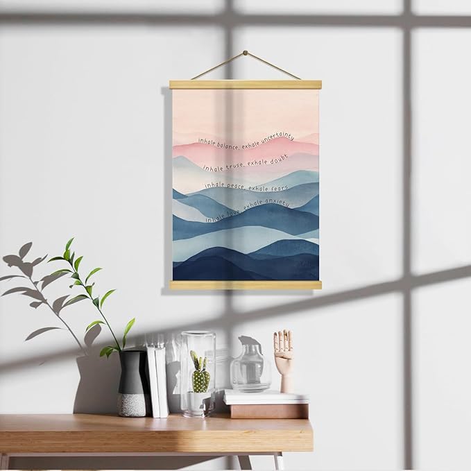 Inspirational Canvas Poster, Mental Health Poster Canvas Hanger, Breathe In Peace, Breathed Out Stress, Breathe in Love, Positive Home Decor, Herapist Office Decor, Therapist Gift