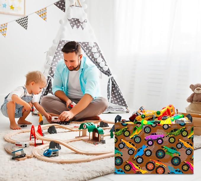 CLOCOR Rectangular Easter Gift Basket Empty,Waterproof Toy Bin,Books Box,Room Decor(Truck)