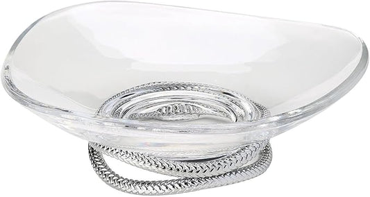 nambe Braid Centerpiece Bowl | Fruit Display Bowl | Decorative Bowl for Table Décor or Kitchen Counter | Chrome Plate and Glass | Modern Centerpiece | 11-Inch