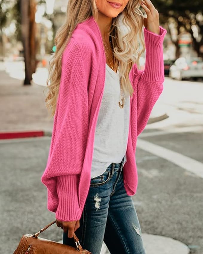 Imily Bela Women's Kimono Batwing Cable Knitted Slouchy Oversized Wrap Cardigan Sweater