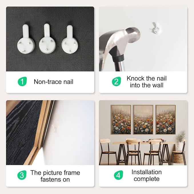 IARTTOP Large Vintage Wildflower Canvas Wall Art Framed 24x36x3 Misty Moody Botanical Art Prints Calming Nature Floral Landscape Wall Decor for Living Room Bedroom Office