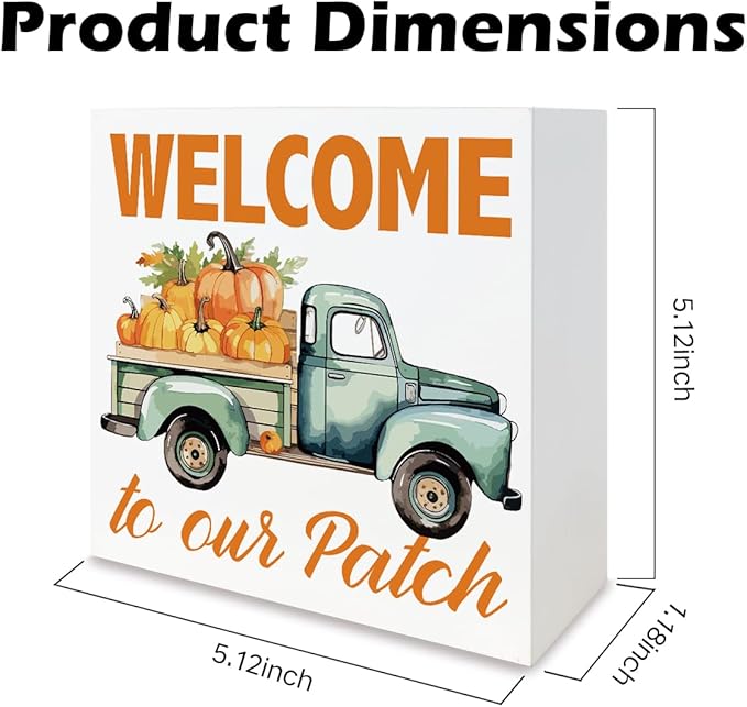 Farmhouse Fall Decors, Front Door Decor for Shelves, Autumn Home Decor, Pumpkin Truck Sign, Autumn Thanksgiving Wooden Decors, Decorative Wooden Table Sign, Welcome to Our Patch Wood Signs A15