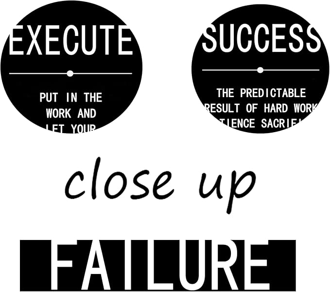 Success Quote Poster Inspirational Canvas Painting Wall Art Execute Failure Definition 3 Pieces Black Positive Motivational Framed Artwork Prints Picture for Living Room Office [36''Wx 16''H]