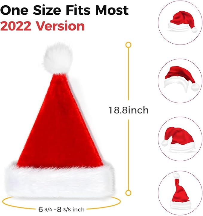 BOSONER Santa Hat: Christmas Hat Adult - Santa Hat for Women and Men - Led Santa Hat