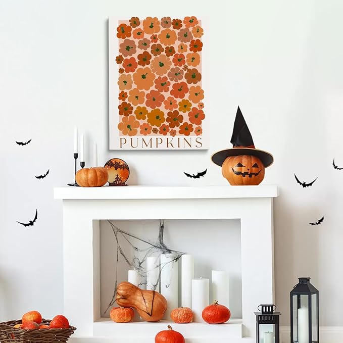 Modern Autumn Wall Art Pumpkin wall art Vintage Pumpkin poster Large Fall Canvas Print posters Autumn 70s colors fall wall art Modern Pumpkins decor 16x24 Unframed