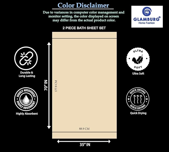 GLAMBURG Premium Cotton Oversized 2 Pack Bath Sheet 35x70-100% Pure Cotton - Ideal for Everyday use - Ultra Soft & Highly Absorbent - Machine Washable – Hot Pink