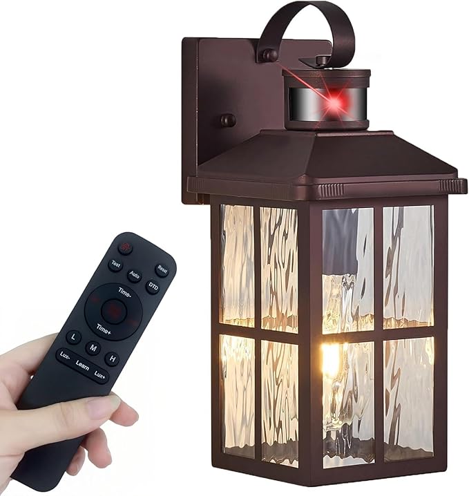Porch Lights Outdoor with Remote Control: Motion Sensor Exterior Lighting Fixtures Intelligent 4 Lighting Modes Outdoor Wall Lights Sconce Lights for House Patio Front Door Garage