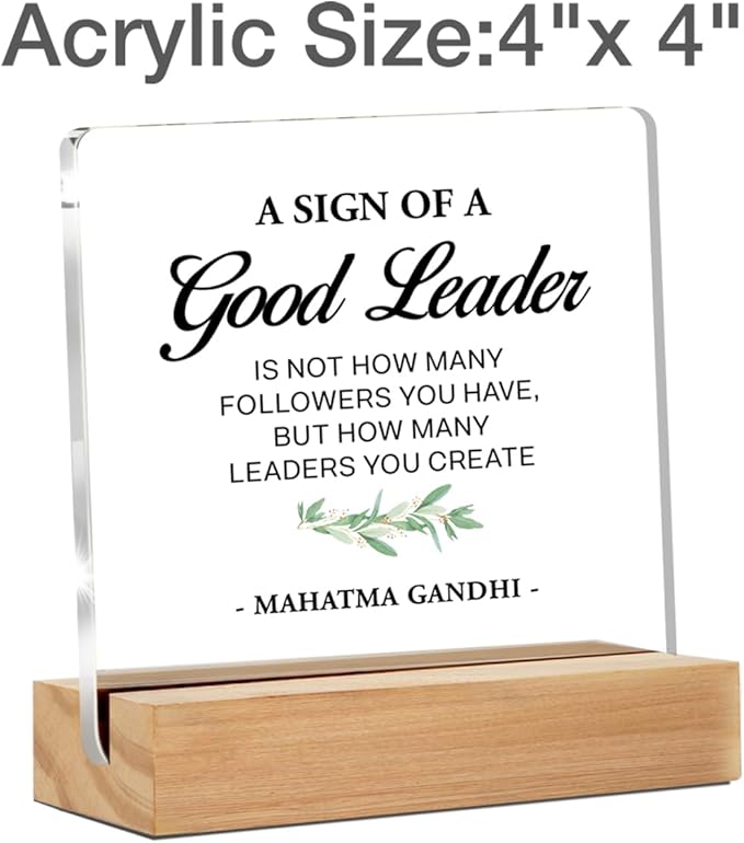Best Leader Gifts - Thank You Gift for Boss Mentor - Clear Desk Sign Decor Office Desk Decor (4 x 4 Inches)
