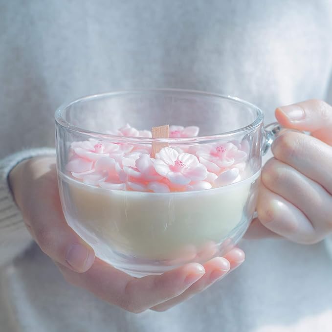 Romantic Sakura Cup Scented Soy Candle for Birthday Gift Wedding Favor