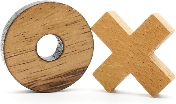 BSIRI Tic Tac Toe Wooden Board Games (Only X-O Pieces)- Unique Gifts, Fun Gifts for Kids and Adults and Use as Living Room Rustic Table Decor Ideal for Coffee Table Decor