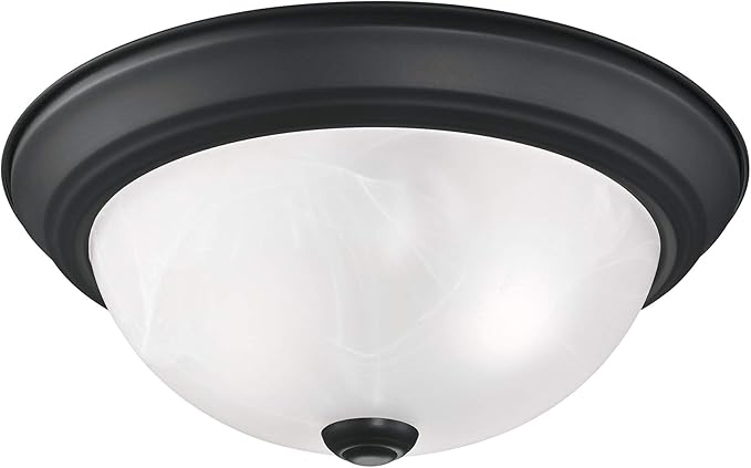 Design House 588251 Traditional 2-Light Indoor Dimmable Ceiling Light with Alabaster Glass for Bedroom Hallway Kitchen Dining Room, Matte Black, 2 Pack