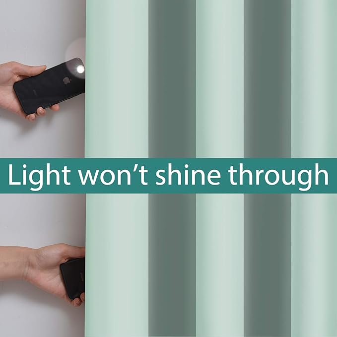 Yakamok Extra Wide 100% Blackout Full Shading Curtains for Patio Door, Thermal Backing Sliding Glass Door Drape, Privacy Assured Window Treatment for Sliding Door Curtains,Aqua, W100 x L96, 1 Panel