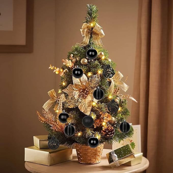 30PCS 2.36" Christmas Ball Ornaments Shatterproof Black Christmas Tree Decorations Xmas Tree Balls Halloween Ornaments Décor