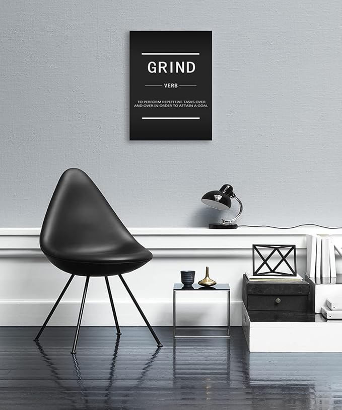 Grind Verb Inspirational Canvas Wall Art Inspiring Motto Prints on Canvas Inspiring Entrepreneur Quotes Poster Office Home Decoration Artwork Holiday Gifts Ready to Hang[30″W X 40′'H]