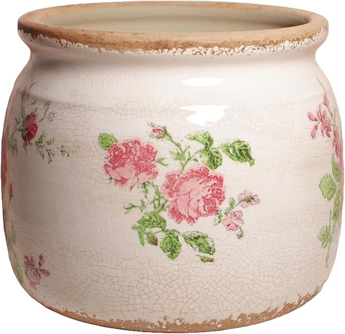 Ceramic Planters for Indoor Plants, Plant Pots with Drainage Hole, 6.29in. Flower Pots for Indoor Plants, Vintage Planters & Succulent Pots, Crackle Glaze Finish Plant Pots, Vintage Floral