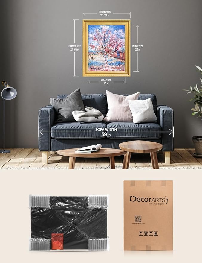 DECORARTS - Reminiscence of Mauve by Vincent Van Gogh. Giclee Print on Acid-Free Canvas in Gold Solid Wood Frame. Picture Size: 16x20, Total Size: 24.75x20.75, Made in USA