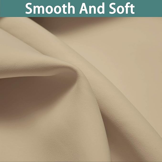 Yakamok Beige 100% Blackout Curtains, Thermal Insulated Total Blackout Drapes for Bedroom, Heat Blocking Window Curtains for Living Room(42Wx84L, 2 Panels)