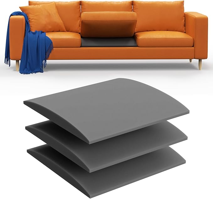 Couch Cushion Support to Fix Sagging Sofas - 20''x20'' Under Cushion Supports for Saggy Seat High Density Curved 35D Foam, Grey 3 Pack