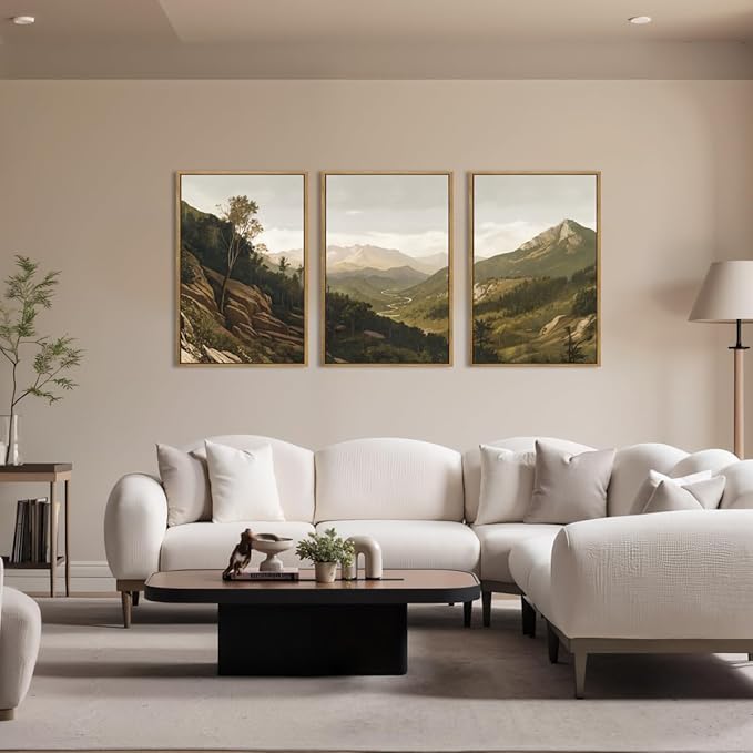 ANHUIB Mountain Wall Art Nature Mountain Ridge Wall Decor Woodland Landscape Painting 16x24 Inch for Living Room Bedroom Dining Room