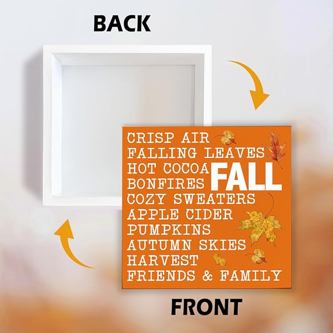 Autumn Decoration for Home Office, Fall Desk Shelf Decors, Autumn Thanksgiving Wooden Decor, Rustic Tabletop Decor, Rustic Wooden Box Sign, Fall List Wood Signs A13