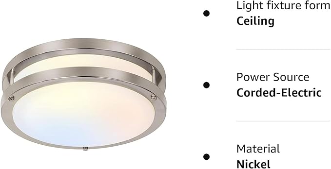 13 inch Flush Mount LED Ceiling Light Fixture, 2700K/3000K/3500K/4000K/5000K Adjustable Ceiling Lights, Brushed Nickel Saturn Dimmable Lighting for Hallway Bathroom Kitchen or Stairwell, ETL Listed