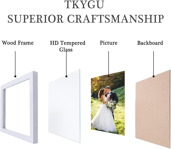 8x8 Picture Frame Set of 3, Made of Real Glass for 8x8 White wood Frames, Wall and Tabletop Display Photo Frame for Gallery Family Wedding Memorial Pic Frame Best Gift