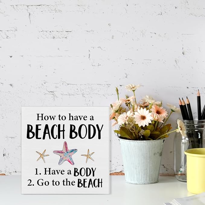 Wood Block Sign - Home Beach House Decor - Desk Table Shelf