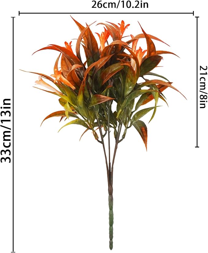 Uieke 12Pcs Artificial Fall Flowers for Outdoors UV Resistant Fake Fall Flowers Plastic Morning Glory Fall Plants Shrubs for Home Outside Window Box Planter Fall Décor (Autumn Red)