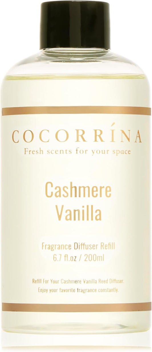 COCORRÍNA Reed Diffuser Refill - Cashmere Vanilla 6.7 Fl.oz Reed Diffuser Refill with 8 Sticks