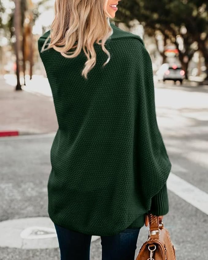 Imily Bela Women's Kimono Batwing Cable Knitted Slouchy Oversized Wrap Cardigan Sweater