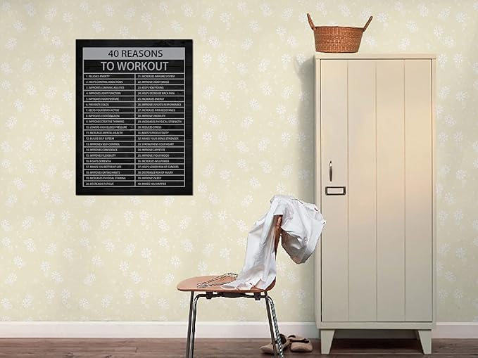 40 Reasons to Workout Inspirational Quotes Exercise Wall Art Motivational Fitness Painting Prints on Canvas Inspiring Posters Pictures Print Artwork Decor for Gym Home Office[30″W X 40″H]