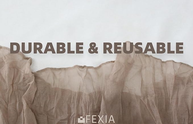 FEXIA Sand Cheesecloth Table Runner 35x120 Inches Spring Easter Nude Gauze Table Runner for Bridal Shower Wedding Party First Communion Centerpiece Engagement Boho Table Decoration