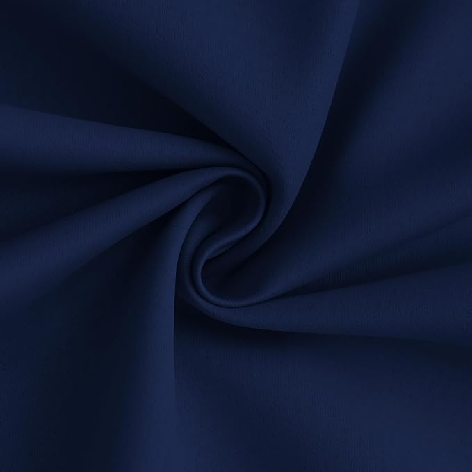 Yakamok 100% Blackout Curtain Panels 84 inches Cold and Light Blocking Drapes for Nursery, 2 Thick Layers Thermal Insulated Draperies (2 Pieces, 50 Wide Each Panel, Navy Blue Front with White Backing)