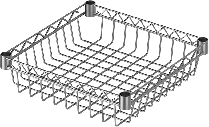 6 Shelves Storage Shelf Wire Closet Bathroom Organizers Metal Pantry Kitchen Garage Shelving Unit Laundry Room Organization Home Rack Net Basket Silver with Wheels 14" Dx14 Wx64.8 H