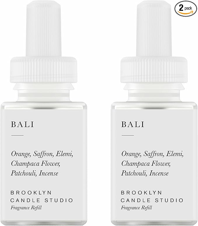 Pura & Brooklyn Candle Studio Home Scent Refill - Smart Air Diffuser - Up to 120-Hours of Luxury Fragrance per Refill - Home Essential - Clean & Safe Diffuser Fragrance - 2 Pack, Bali
