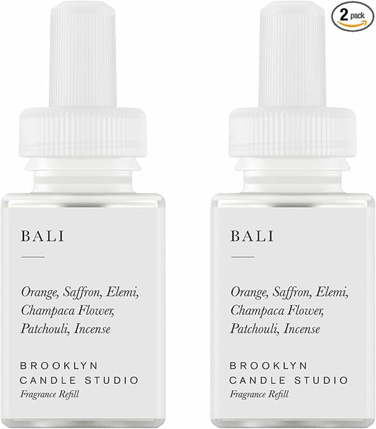 Pura & Brooklyn Candle Studio Home Scent Refill - Smart Air Diffuser - Up to 120-Hours of Luxury Fragrance per Refill - Home Essential - Clean & Safe Diffuser Fragrance - 2 Pack, Bali