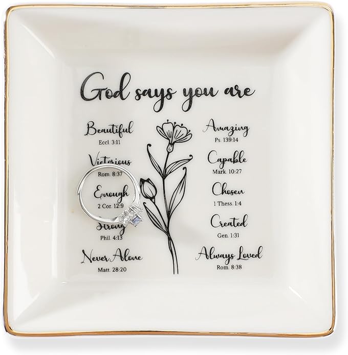 HOME SMILE Ceramic Ring Dish Jewelry Tray for Mom Sister Friends